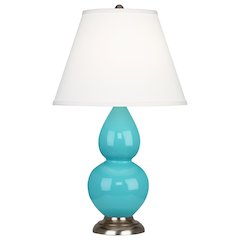 Egg Blue Small Double Gourd Accent Lamp in Egg Blue Glazed Ceramic Color