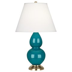 Peacock Small Double Gourd Accent Lamp in Peacock Glazed Ceramic Color