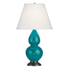 Peacock Small Double Gourd Accent Lamp in Peacock Glazed Ceramic Color