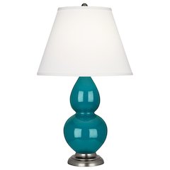 Peacock Small Double Gourd Accent Lamp in Peacock Glazed Ceramic Color