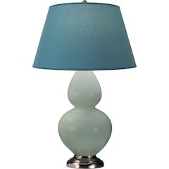 Celadon Double Gourd Table Lamp in Celadon Glazed Ceramic Color