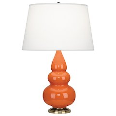 Pumpkin Small Triple Gourd Accent Lamp in Pumpkin Glazed Ceramic Color