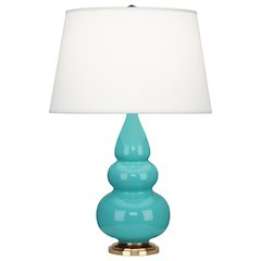 Egg Blue Small Triple Gourd Accent Lamp in Egg Blue Glazed Ceramic Color