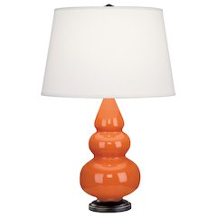 Pumpkin Small Triple Gourd Accent Lamp in Pumpkin Glazed Ceramic Color
