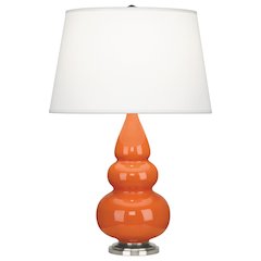 Pumpkin Small Triple Gourd Accent Lamp in Pumpkin Glazed Ceramic Color