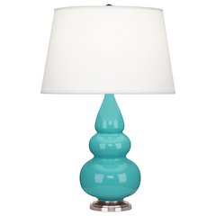 Egg Blue Small Triple Gourd Accent Lamp in Egg Blue Glazed Ceramic Color