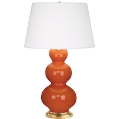 Pumpkin Triple Gourd Table Lamp in Pumpkin Glazed Ceramic Color