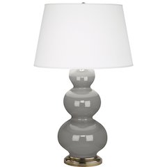 Smokey Taupe Triple Gourd Table Lamp in Smoky Taupe Glazed Ceramic Color