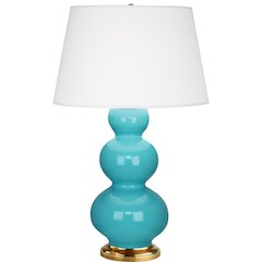Egg Blue Triple Gourd Table Lamp in Egg Blue Glazed Ceramic Color