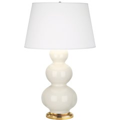 Bone Triple Gourd Table Lamp in Bone Glazed Ceramic Color
