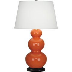Pumpkin Triple Gourd Table Lamp in Pumpkin Glazed Ceramic Color