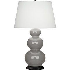 Smokey Taupe Triple Gourd Table Lamp in Smoky Taupe Glazed Ceramic Color