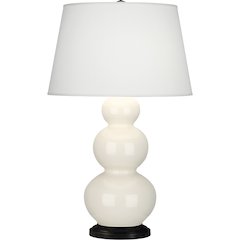 Bone Triple Gourd Table Lamp in Bone Glazed Ceramic Color