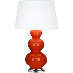 Pumpkin Triple Gourd Table Lamp in Pumpkin Glazed Ceramic Color