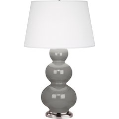 Smokey Taupe Triple Gourd Table Lamp in Smokey Taupe Glazed Ceramic Color