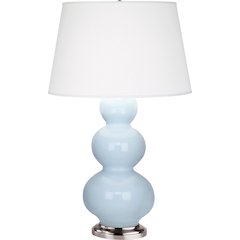 Baby Blue Triple Gourd Table Lamp in Baby Blue Glazed Ceramic Color