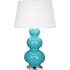 Egg Blue Triple Gourd Table Lamp in Egg Blue Glazed Ceramic Color
