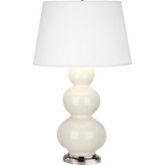 Bone Triple Gourd Table Lamp in Bone Glazed Ceramic Color