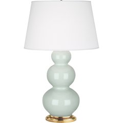 Celadon Triple Gourd Table Lamp in Celadon Glazed Ceramic Color