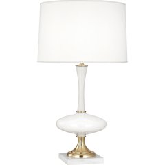 Raquel Table Lamp in White Glass W/ Modern Brass & White Marble Accents Color