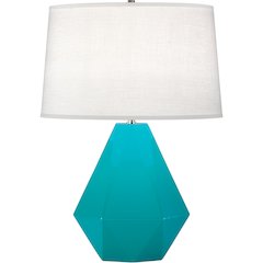 Egg Blue Delta Table Lamp in Egg Blue Glazed Ceramic Color