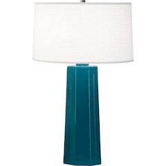 Peacock Mason Table Lamp in Peacock Glazed Ceramic Color