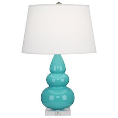 Egg Blue Small Triple Gourd Accent Lamp in Egg Blue Glazed Ceramic Color