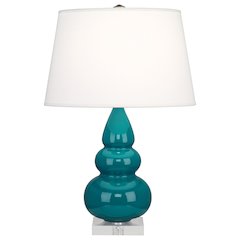 Peacock Small Triple Gourd Accent Lamp in Peacock Glazed Ceramic Color