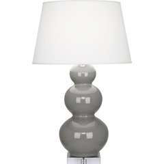 Smokey Taupe Triple Gourd Table Lamp in Smoky Taupe Glazed Ceramic Color