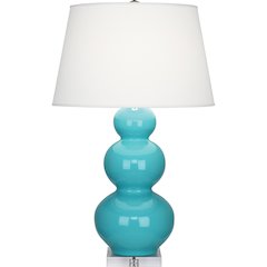 Egg Blue Triple Gourd Table Lamp in Egg Blue Glazed Ceramic Color