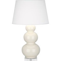 Bone Triple Gourd Table Lamp in Bone Glazed Ceramic Color