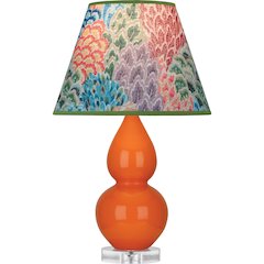 Pumpkin Small Double Gourd Accent Lamp in Pumpkin Glazed Ceramic Color