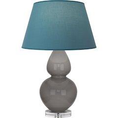 Smokey Taupe Double Gourd Table Lamp in Smokey Taupe Glazed Ceramic Color