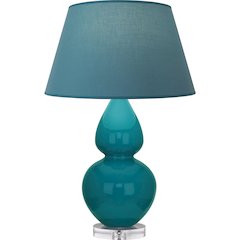 Peacock Double Gourd Table Lamp in Peacock Glazed Ceramic Color