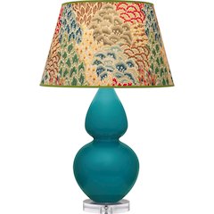 Peacock Double Gourd Table Lamp in Peacock Glazed Ceramic Color