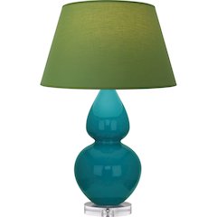 Peacock Double Gourd Table Lamp in Peacock Glazed Ceramic Color