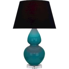 Peacock Double Gourd Table Lamp in Peacock Glazed Ceramic Color