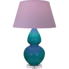 Peacock Double Gourd Table Lamp in Peacock Glazed Ceramic Color