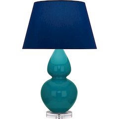 Peacock Double Gourd Table Lamp in Peacock Glazed Ceramic Color