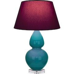 Peacock Double Gourd Table Lamp in Peacock Glazed Ceramic Color