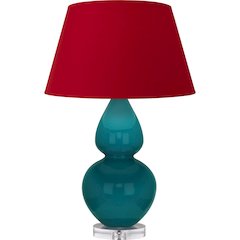 Peacock Double Gourd Table Lamp in Peacock Glazed Ceramic Color