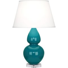 Peacock Double Gourd Table Lamp in Peacock Glazed Ceramic Color