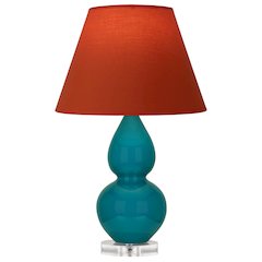 Peacock Small Double Gourd Accent Lamp in Peacock Glazed Ceramic Color