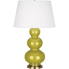 Citron Triple Gourd Table Lamp in Citron Glazed Ceramic Color