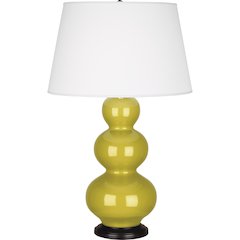 Citron Triple Gourd Table Lamp in Citron Glazed Ceramic Color