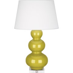 Citron Triple Gourd Table Lamp in Citron Glazed Ceramic Color