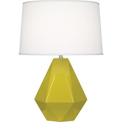 Citron Delta Table Lamp in Citron Glazed Ceramic Color