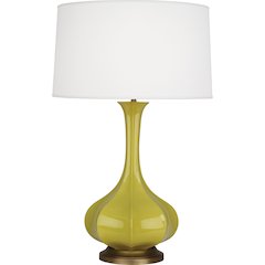 Citron Pike Table Lamp in Citron Glazed Ceramic Color