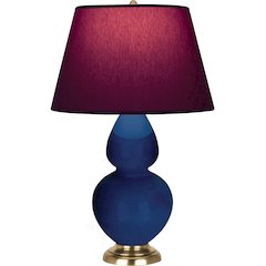 Cobalt Double Gourd Table Lamp in Cobalt Glazed Ceramic Color