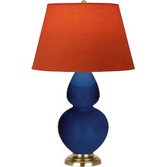 Cobalt Double Gourd Table Lamp in Cobalt Glazed Ceramic Color
